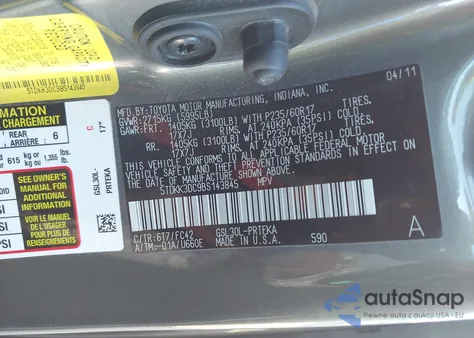 2011 Toyota Sienna Le V6 from USA, damaged, VIN 5TDKK3DC9BS143845